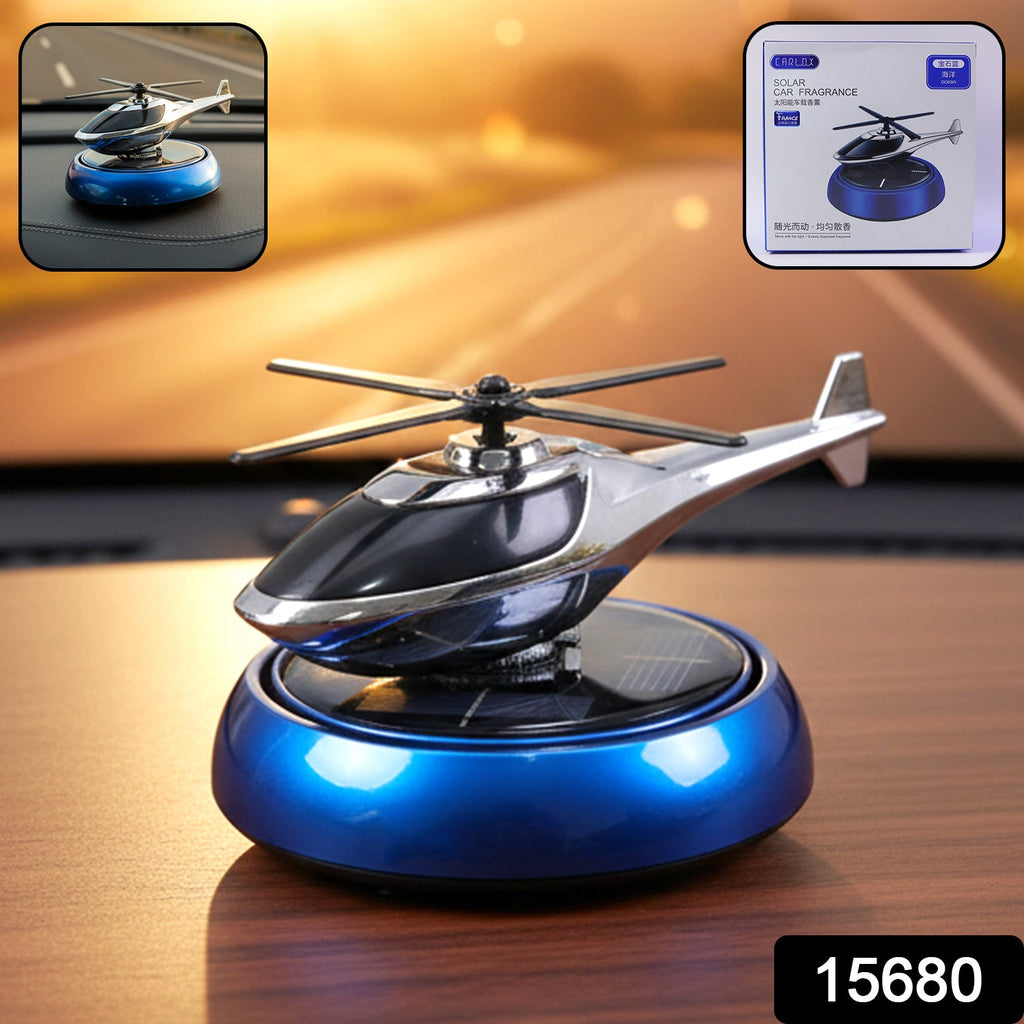 Close-up view of the solar powered helicopter air freshener diffuser