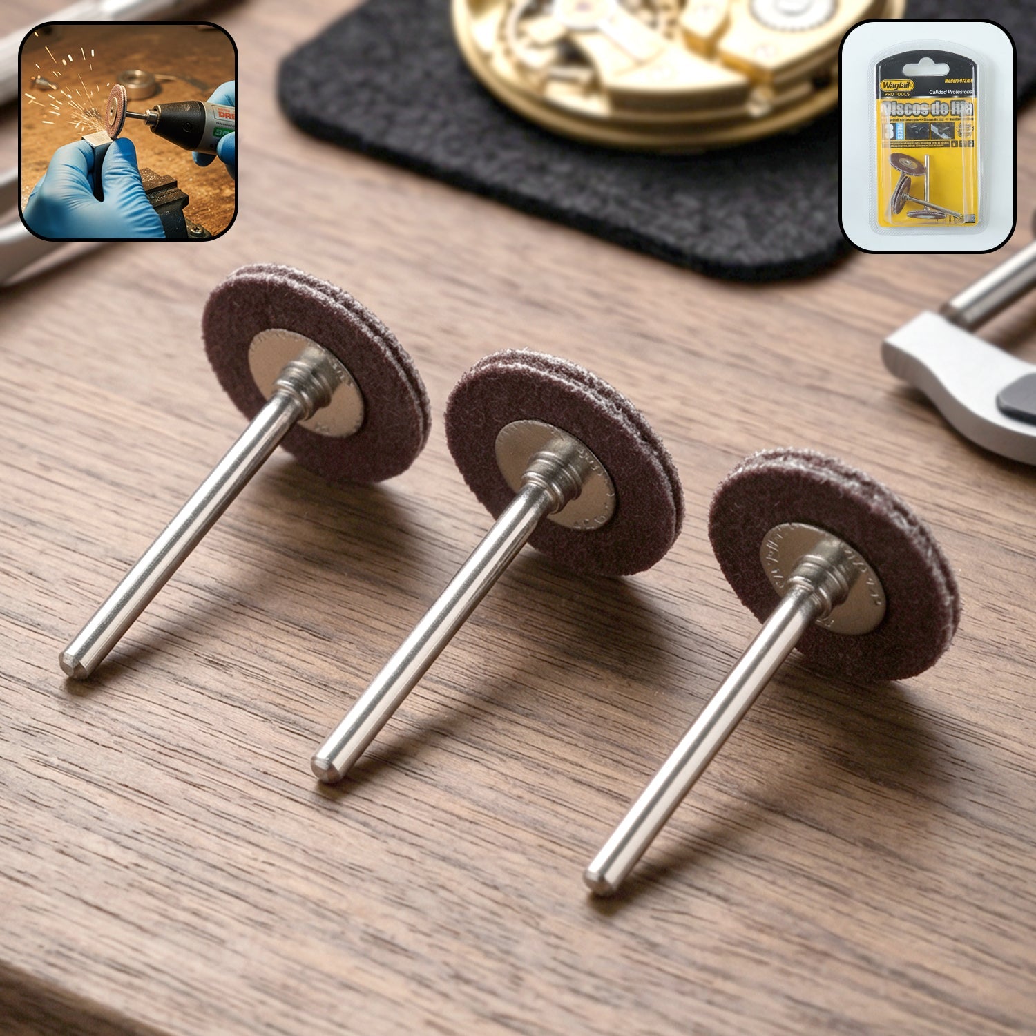 A complete set of mini rotary tool grinding wheels for precision detailing tasks.