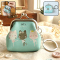 Cartoon cat mini coin purse keychain with metal clasp lock