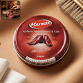 Brown shoe polish cream in a compact jar for easy application on leather shoes.