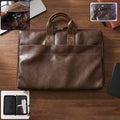 Leather laptop zipper bag office briefcase