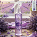 Lavender air freshener spray bottle with floral fragrance