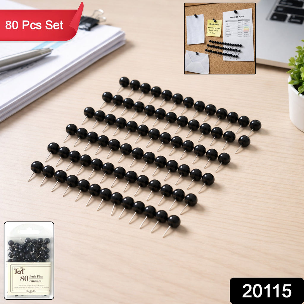 Set of smooth grip round head push pins ideal for office and school use