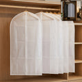 Main view of breathable non-woven foldable suit cover set with full-length zipper.