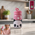 Cute cartoon printed glass drinking bottle with leak-resistant lid