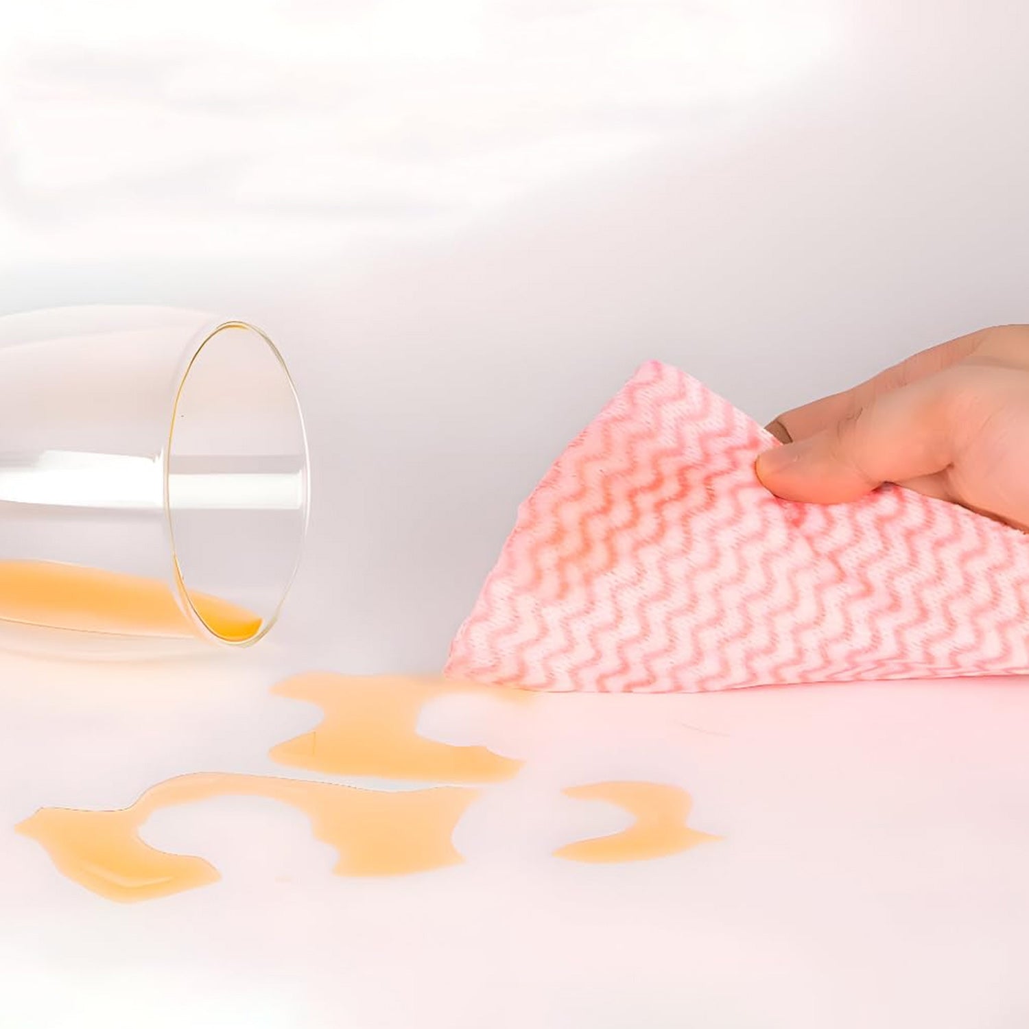 Cleaning cloth roll placed on kitchen countertop