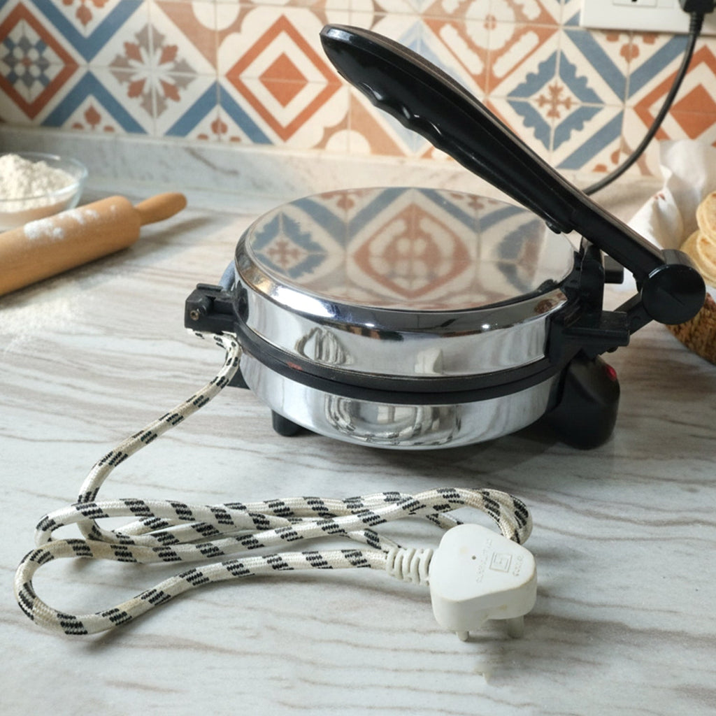 Alternative angle showing compact design of electric roti maker