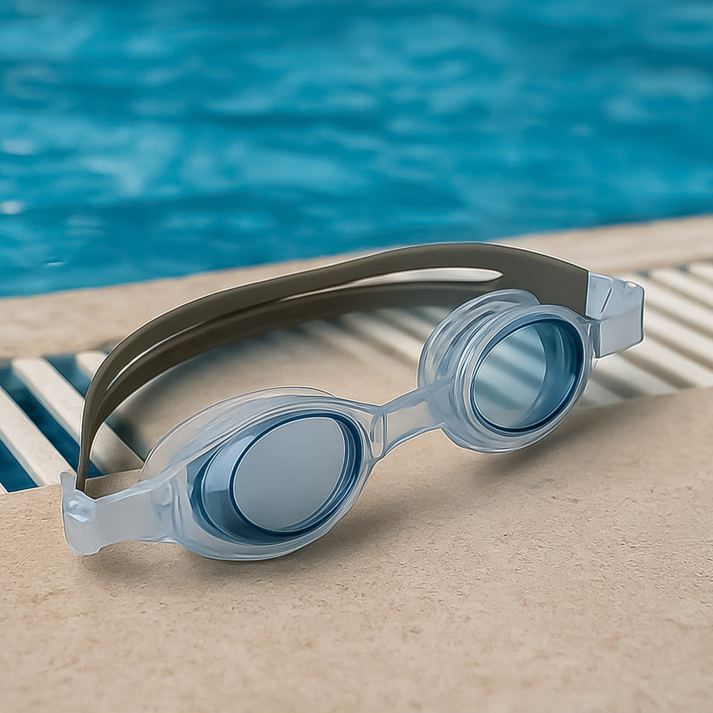Clear swimming goggles with soft silicone seal by Konex
