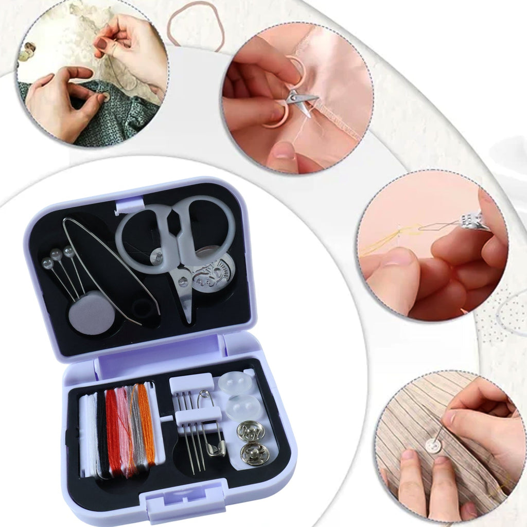 Scale comparison showing small size of compact portable sewing kit