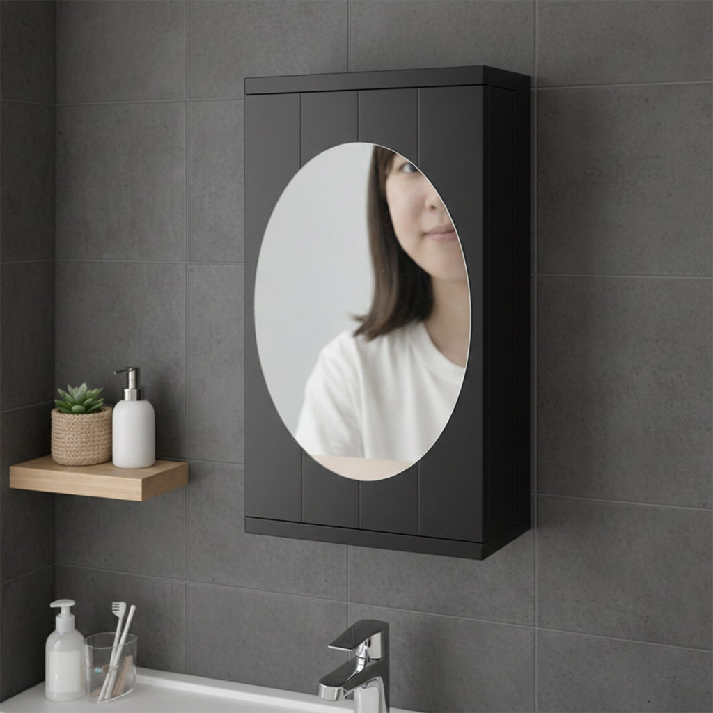 Modern black bathroom rotating organizer cabinet with multiple shelves storage cabinet