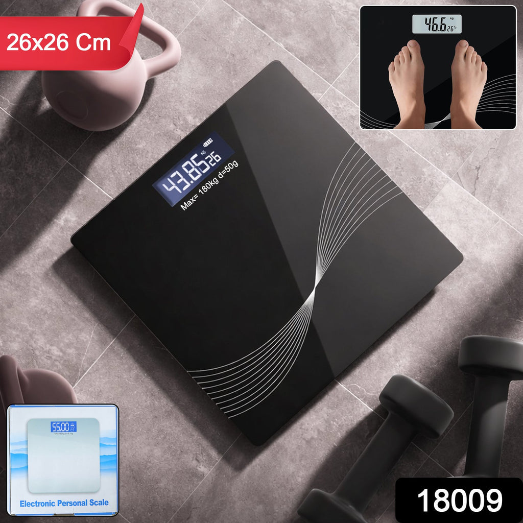 Slim side view of the digital personal weight scale with tempered glass surface