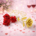 Romantic heart love table decor gift set with golden rose and red bouquet