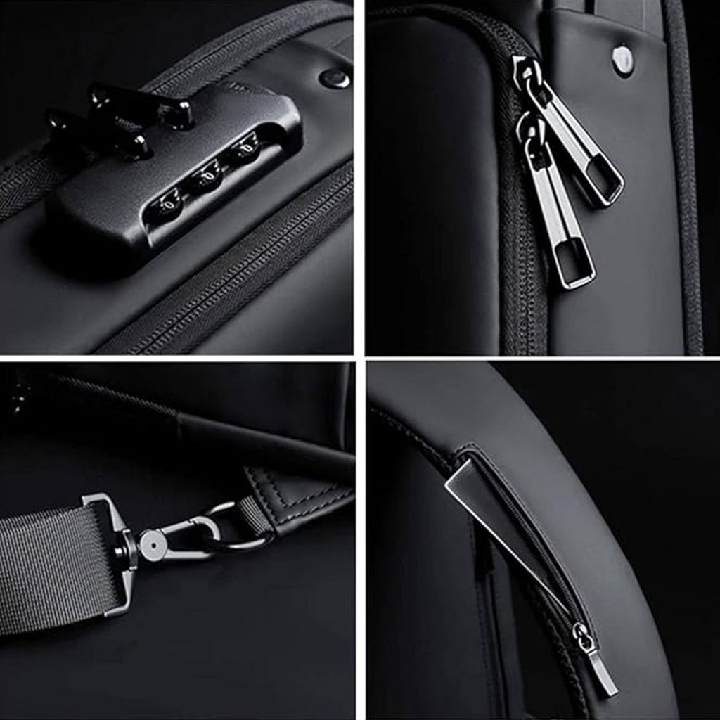 Alternative angle showing anti-theft crossbody sling bag with USB port