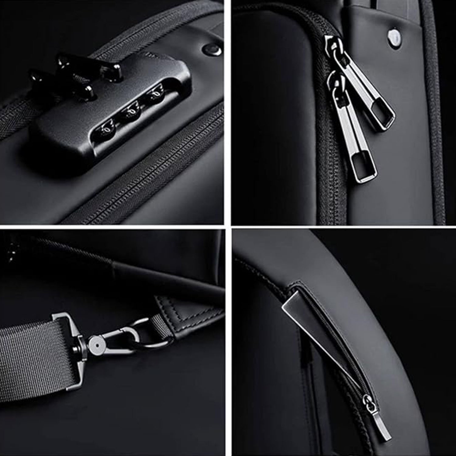 Alternative angle showing anti-theft crossbody sling bag with USB port