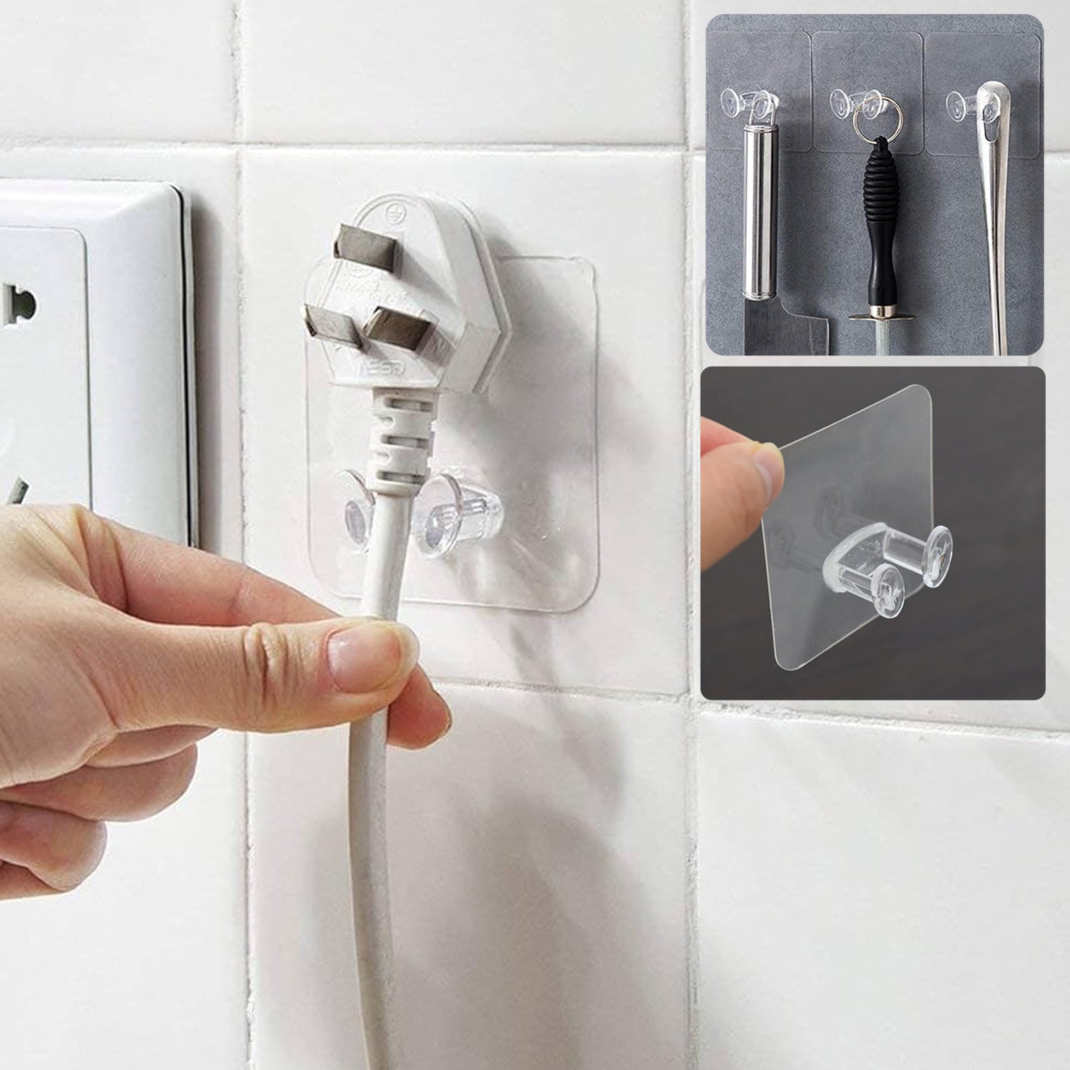 Wall hooks for kitchen storage, no drilling required