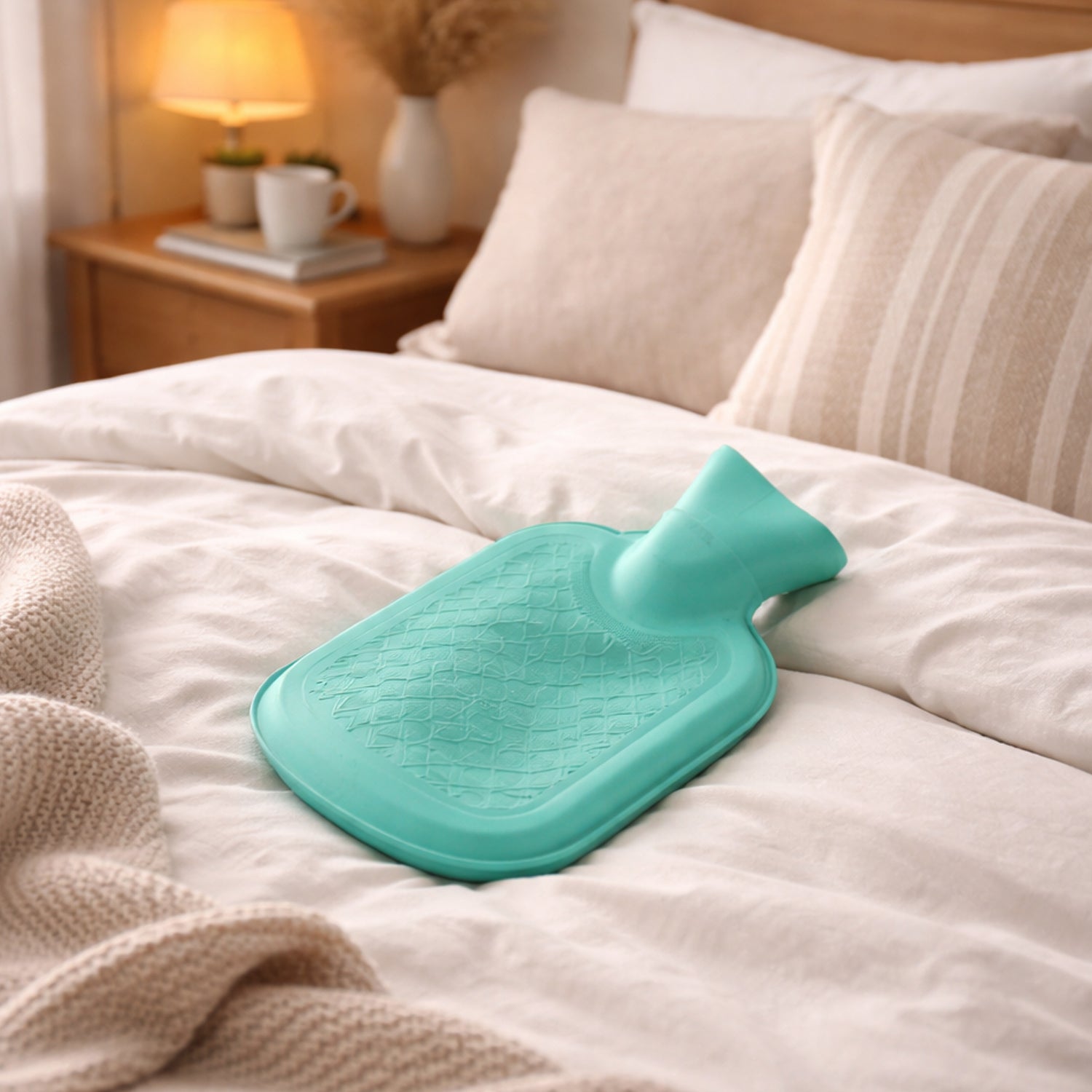 Reusable hot water heating bag measuring 18x11 cm for pain relief therapy