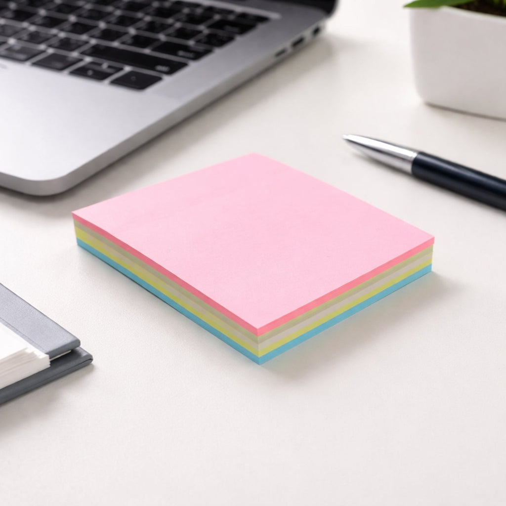 sticky note pad showing 100 sheets in 3x3 inch size
