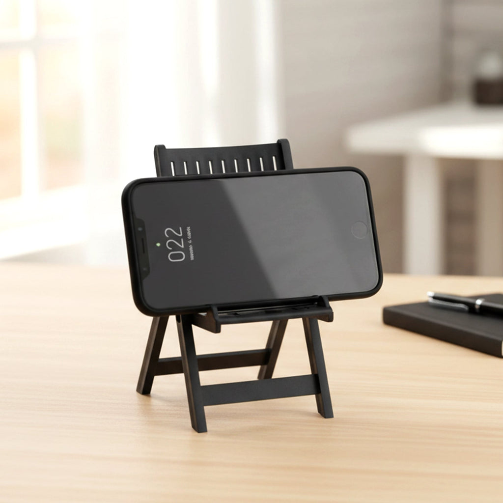 Foldable phone stand in unique mini chair design for mobile phones