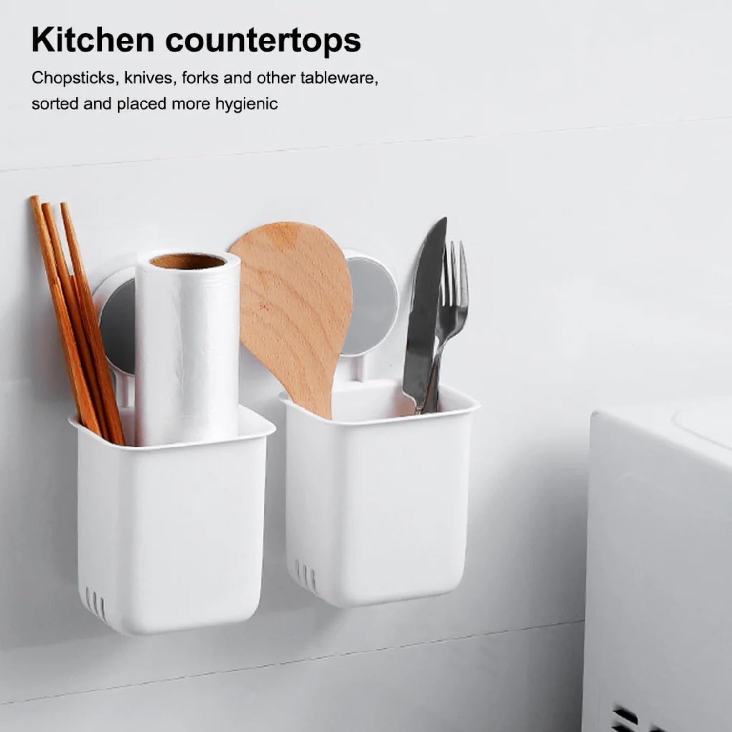Bathroom storage organizer cup set holding toothbrushes and paste