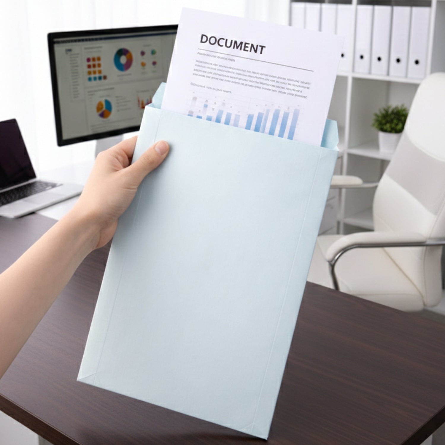 Medium-sized Polynet card envelope made of kraft paper