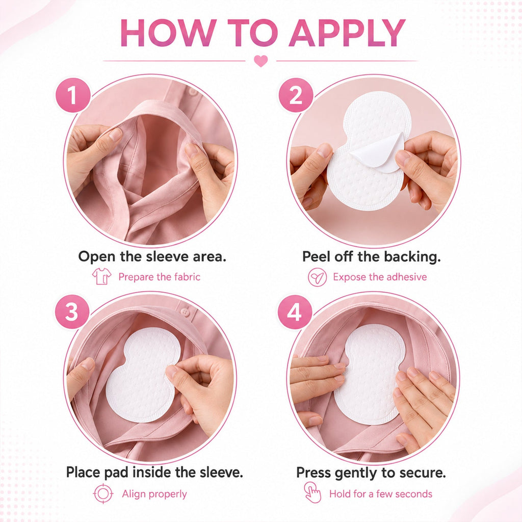 Disposable sweat pads for women on a white background