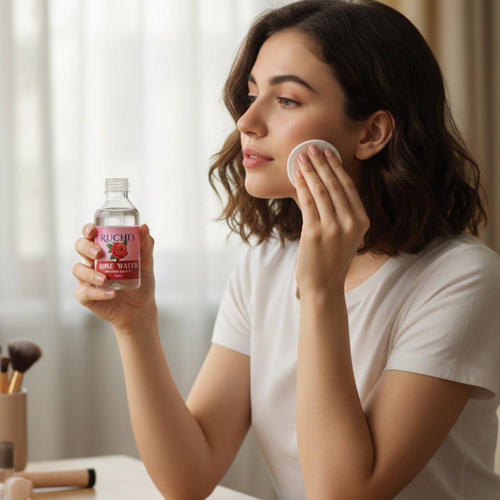 Pure rose water for face cleansing and hydration