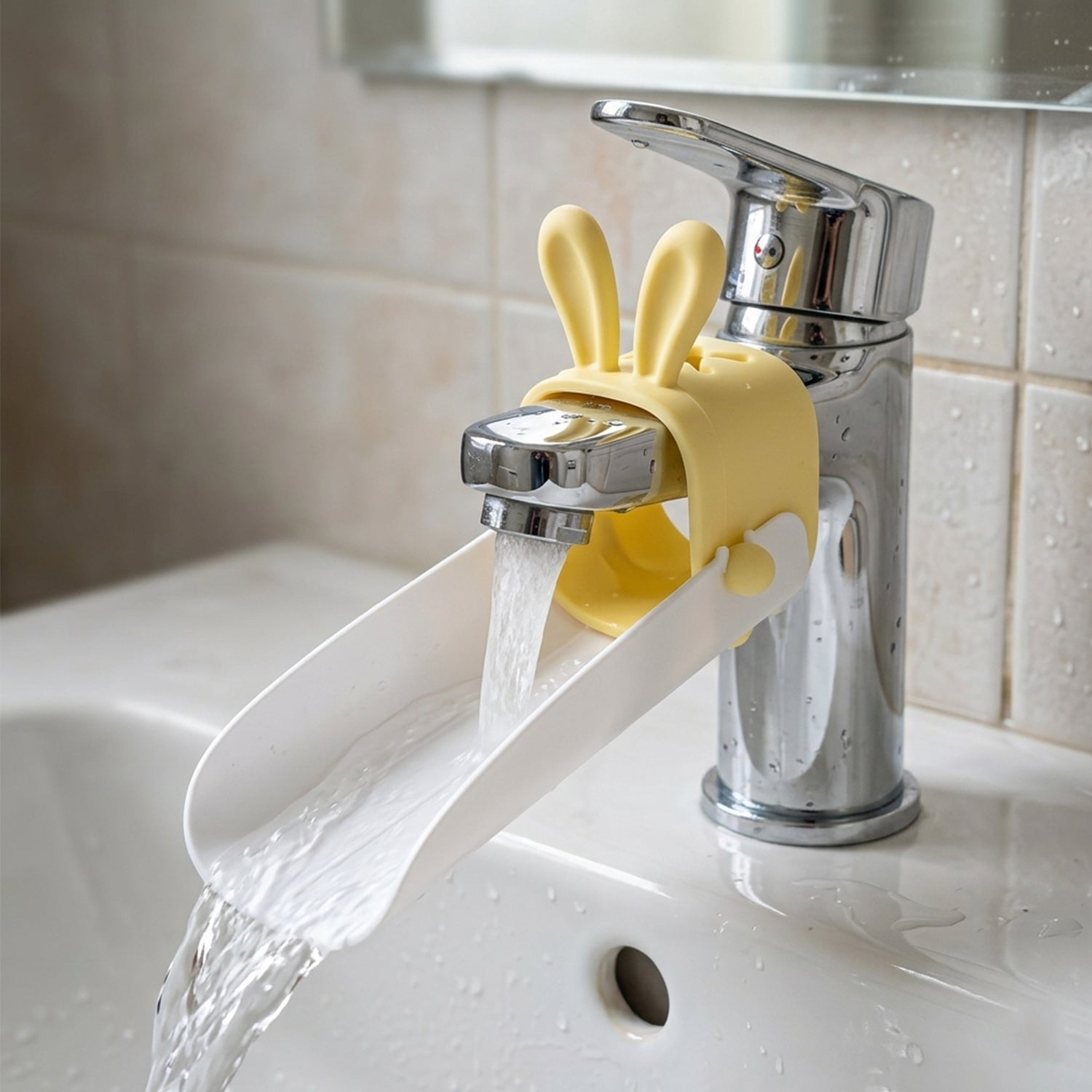Cartoon design water tap extender, encouraging children's hygiene.