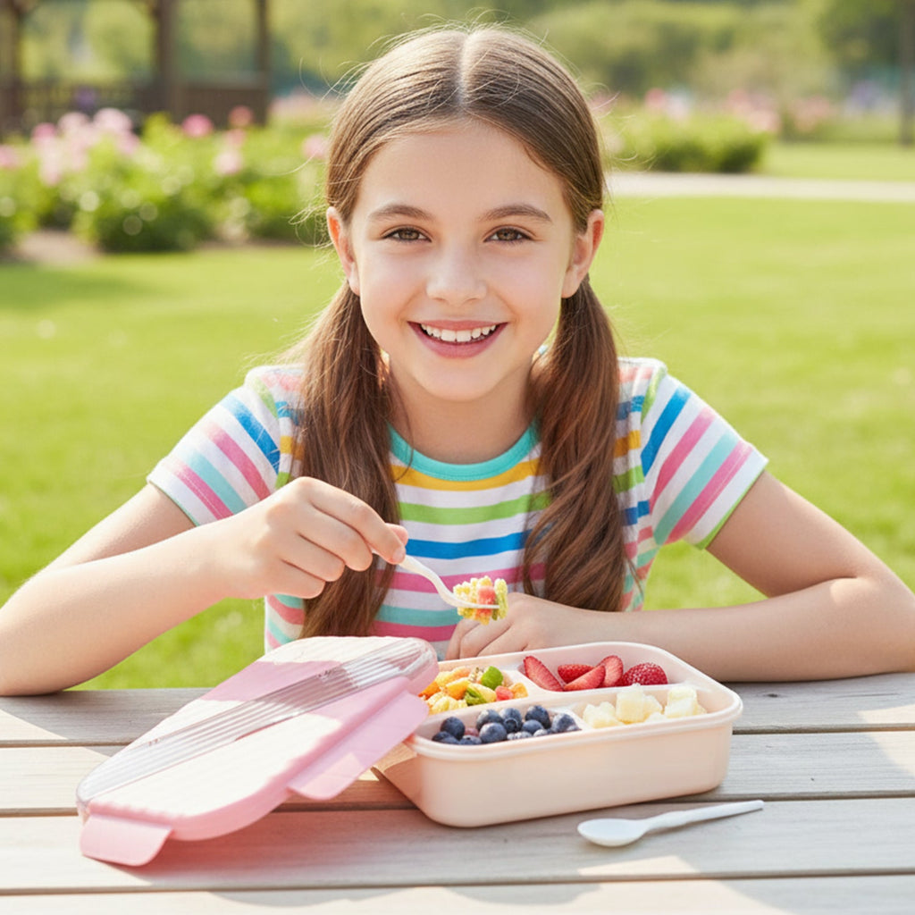 School lunch container designed for easy carrying and organized meals lunch box