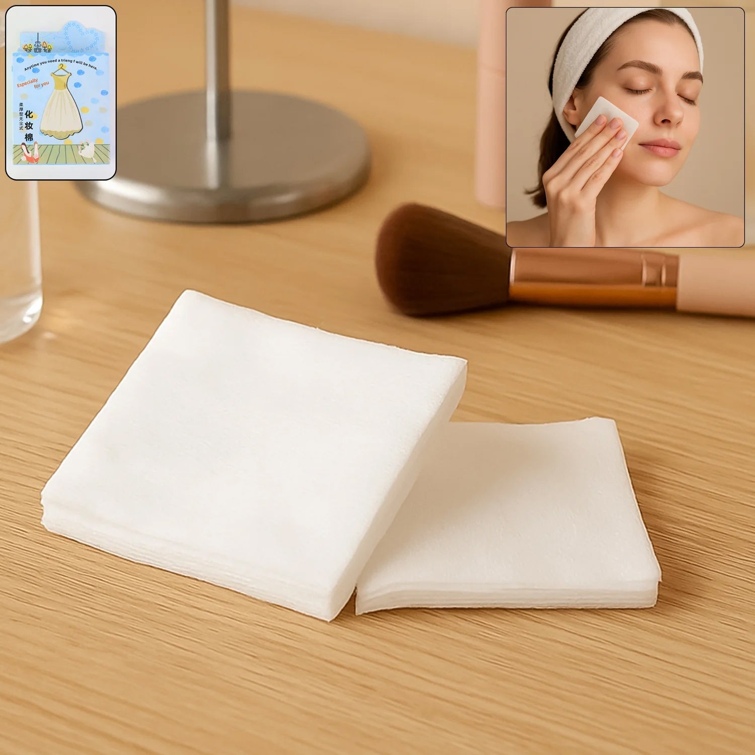 Soft fabric reusable facial cleansing cloth, a key component of the 4 in 1 beauty care set.