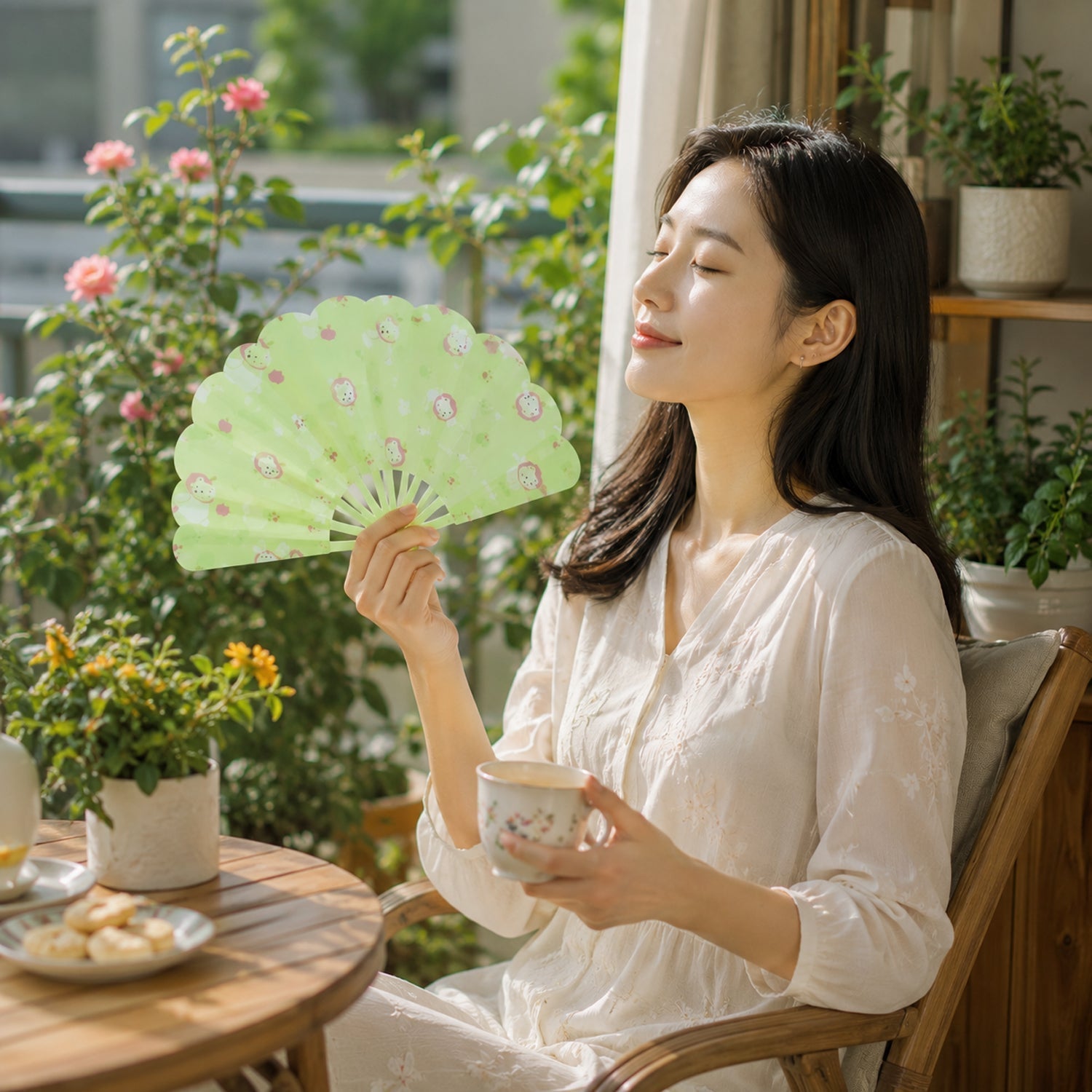 Portable manual folding fan for outdoor events and commutes