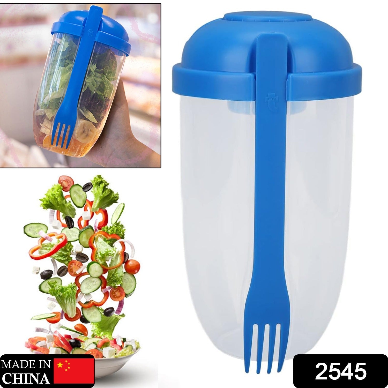 Portable salad cup with mixing feature for on-the-go meals