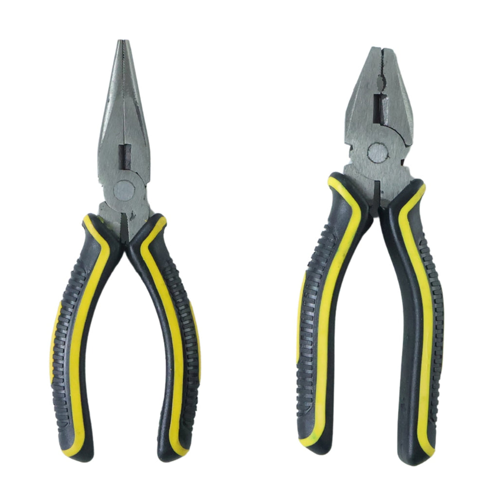 Combination pliers demonstrating their wire cutting capability on a workbench.