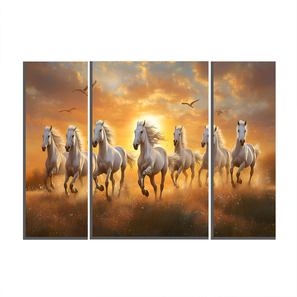 Bedroom wall decor featuring Horses Sunset MDF wall art