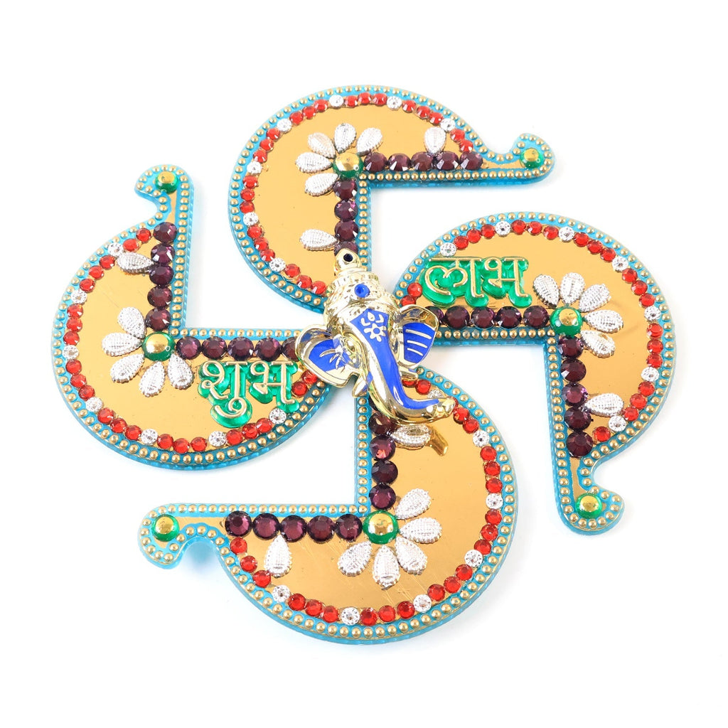 Decorative Swastik Shubh Labh wall hanging designed for pooja room and home decor