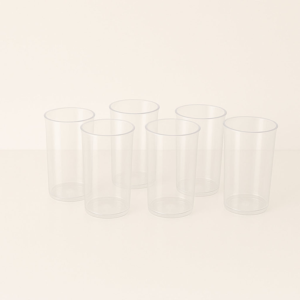 Transparent reusable plastic tumblers ideal for cocktails and beverages