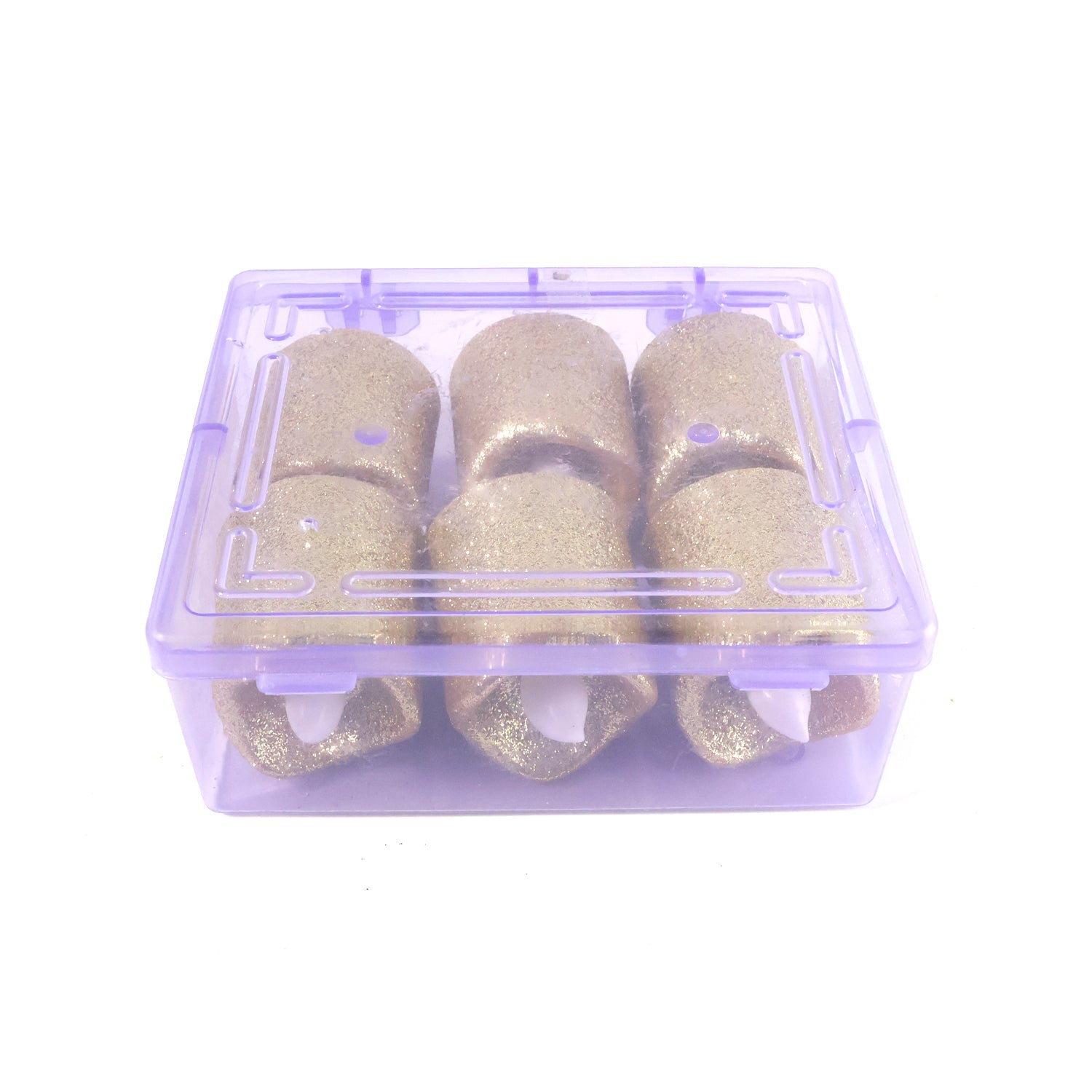 Group of six glitter LED tealight candles perfect for festive décor and mood lighting