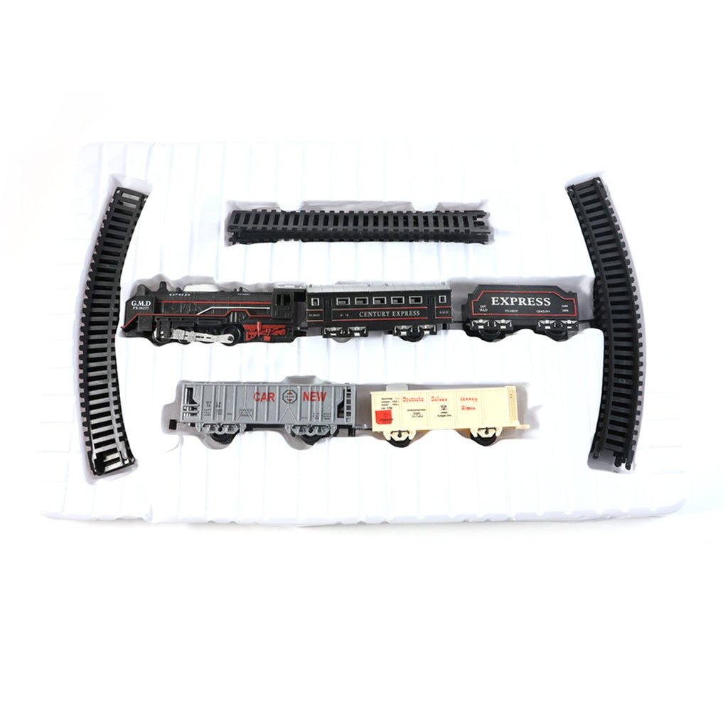 Classic style express toy train with four colorful carriages