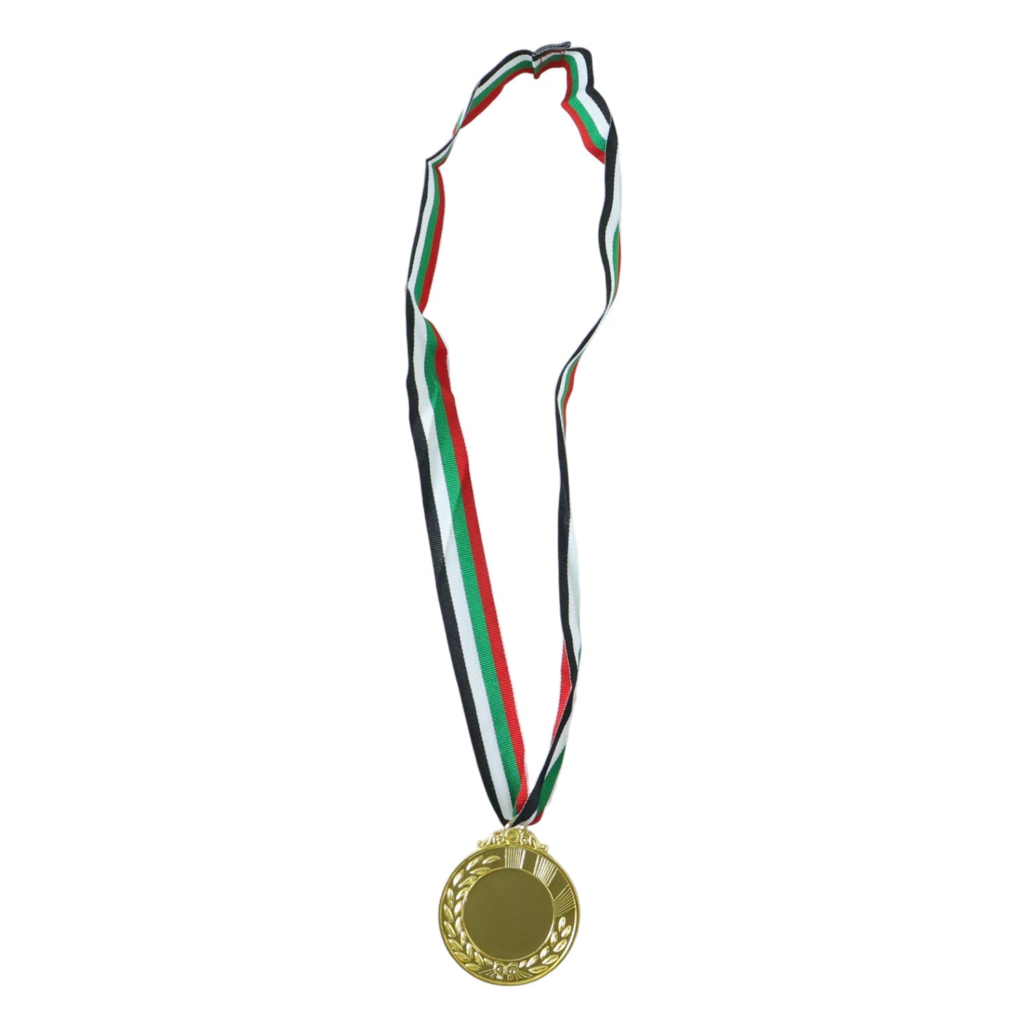 Sports award medal with gold finish and ribbon