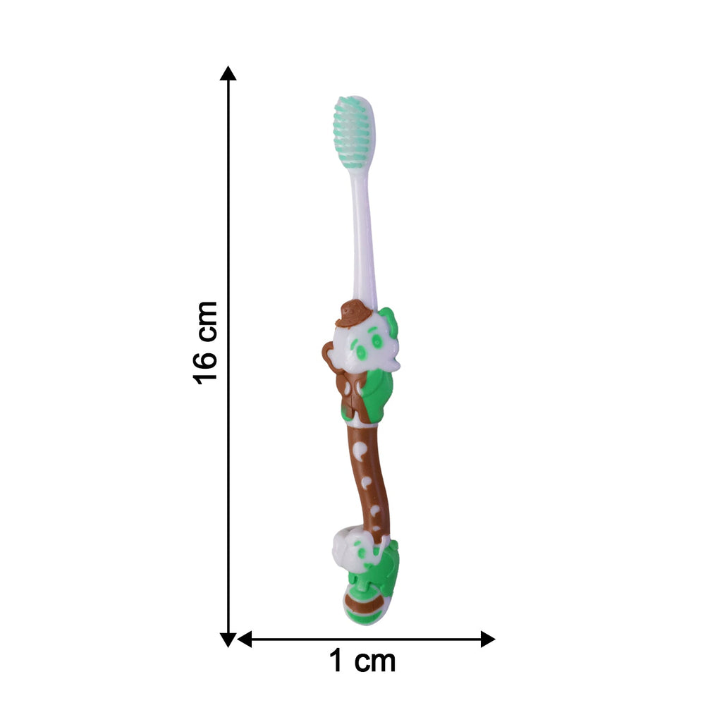 Unboxed kids toothbrush and toy ball set components on plain background