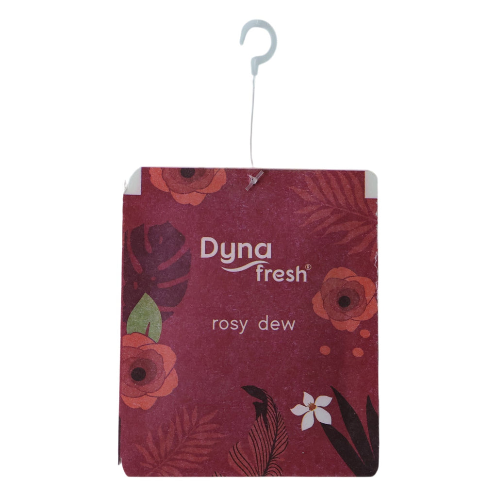 Rosy Dew gel deodorizer hanging in a bathroom, infusing it with a pleasant scent.