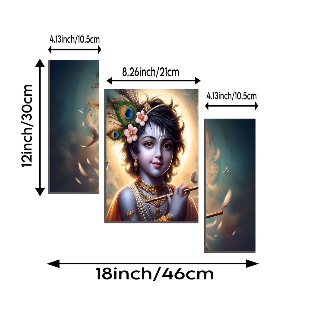 Krishna flute panel wall art designed for pooja room.