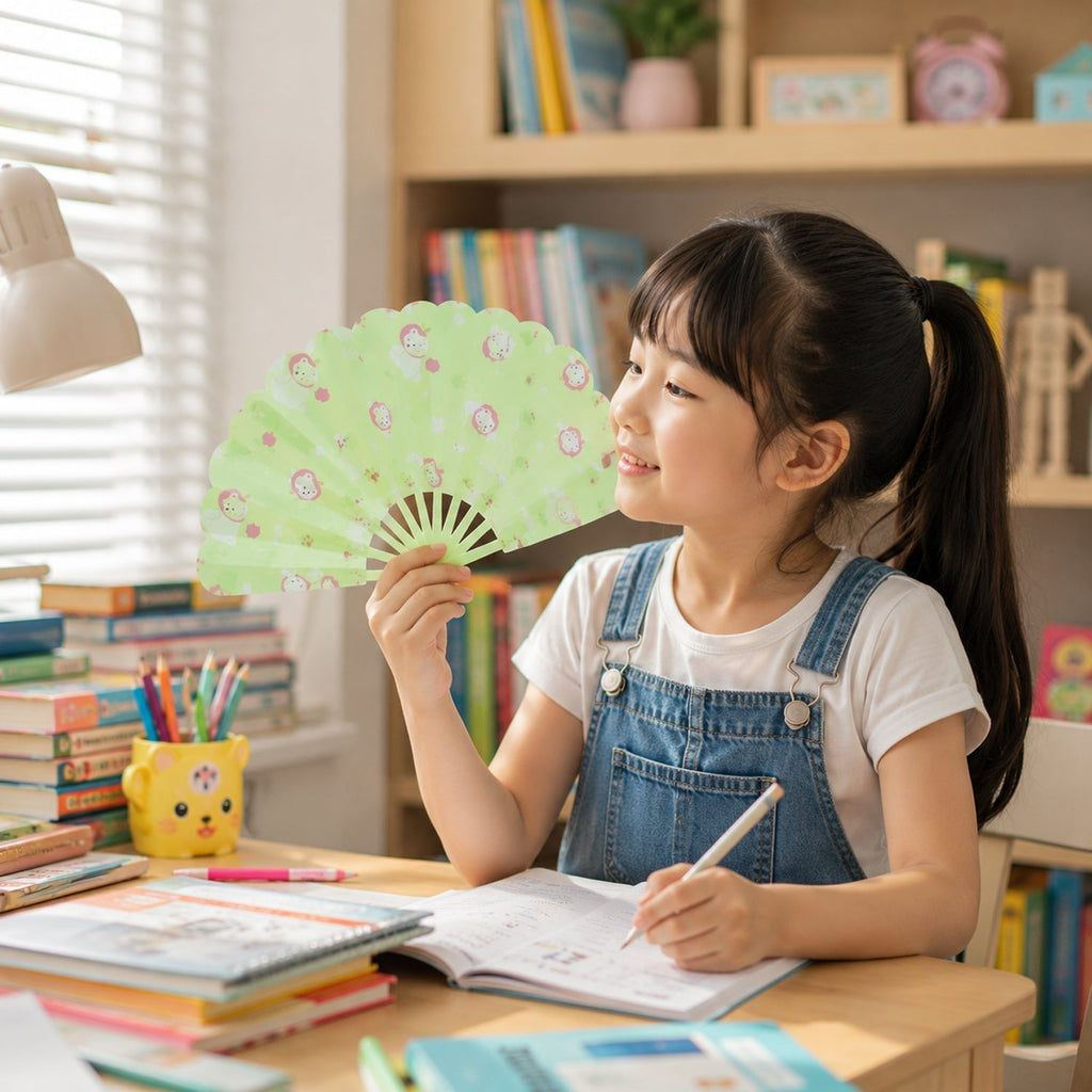 Cute Cartoon Print Foldable Fan for Girls
