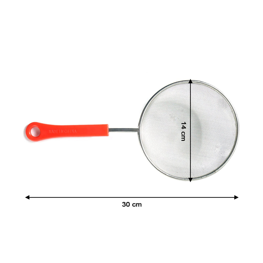 Durable metal fine mesh kitchen strainer with ergonomic handle