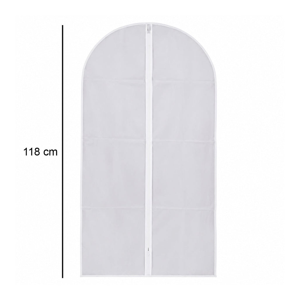 Visual illustrating the 118 cm length of the suit cover for long garments.