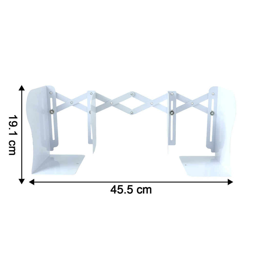 Iron desk book organizer with adjustable telescopic accordion feature