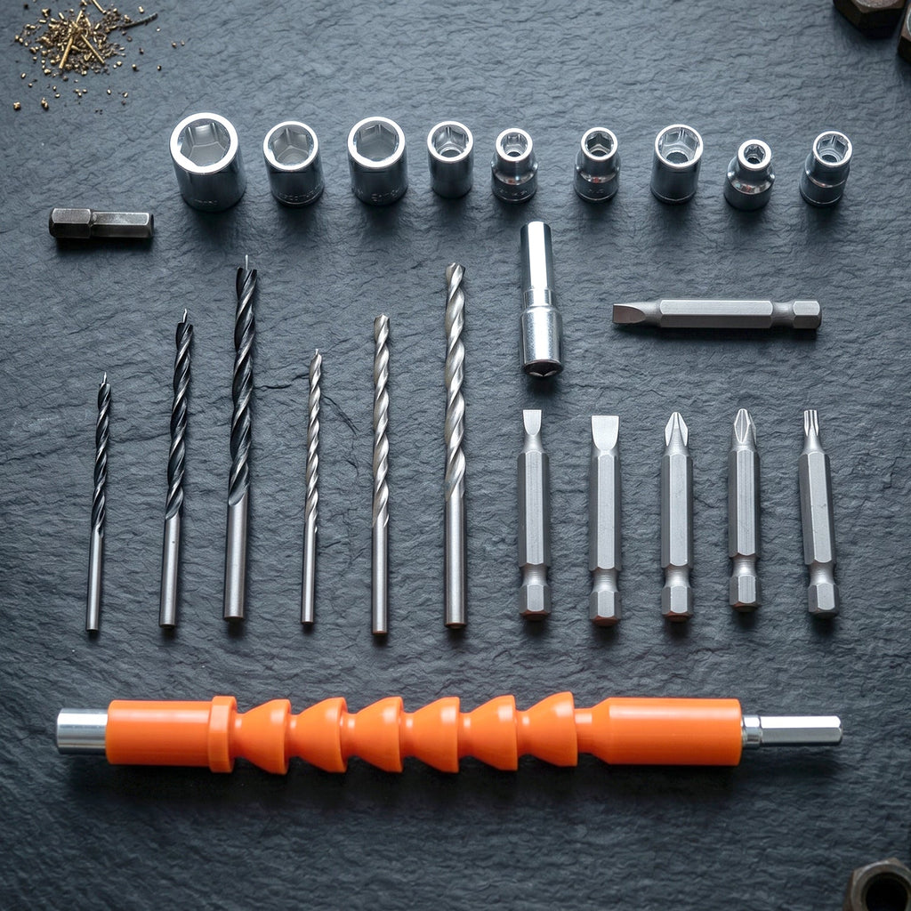 Layout of drill tool kit accessories