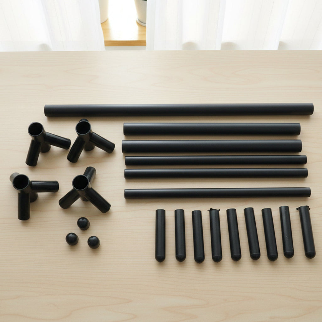Modern metal coat rack stand freestanding in entryway corner