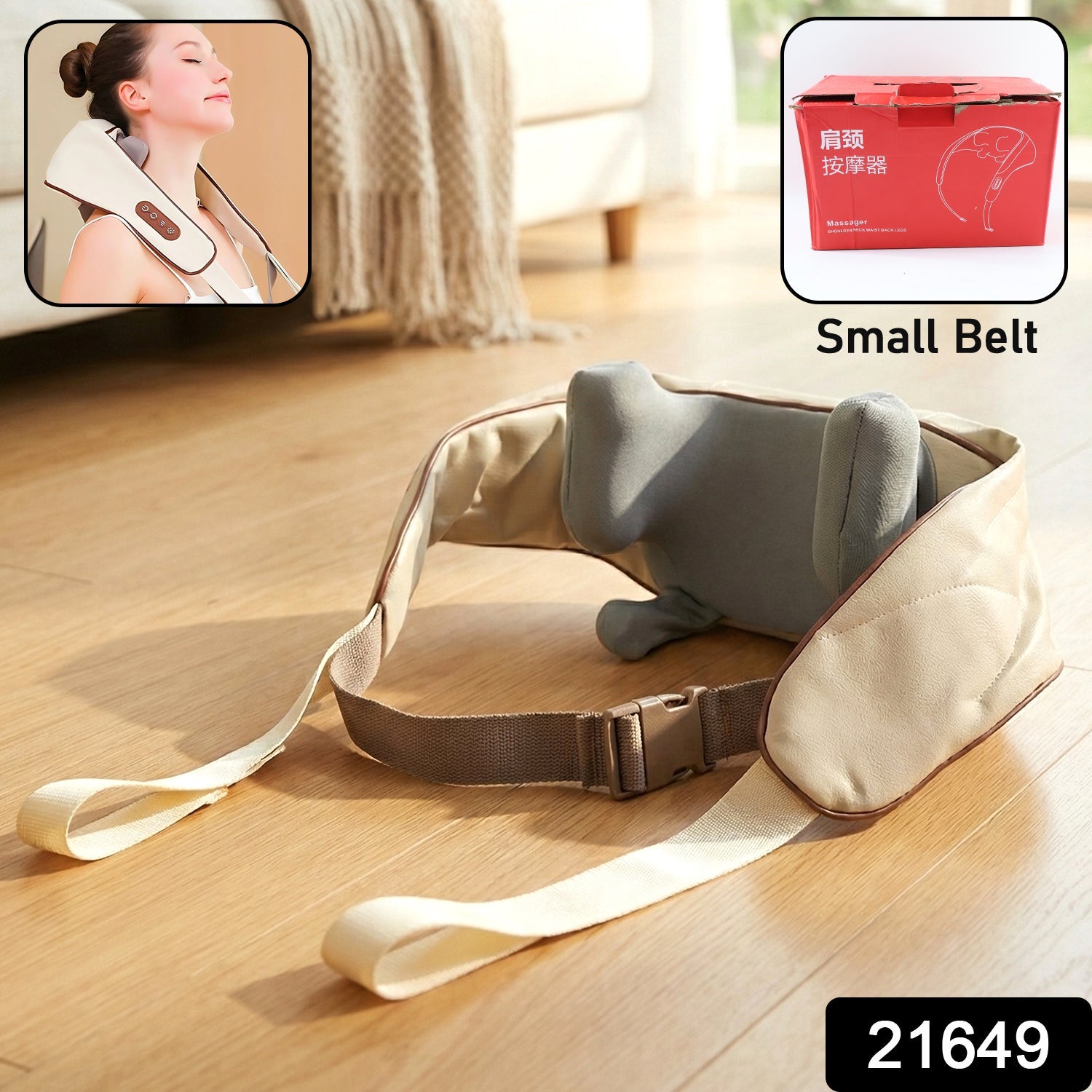 Comfortable soft padded neck and shoulder massager belt adjustable size