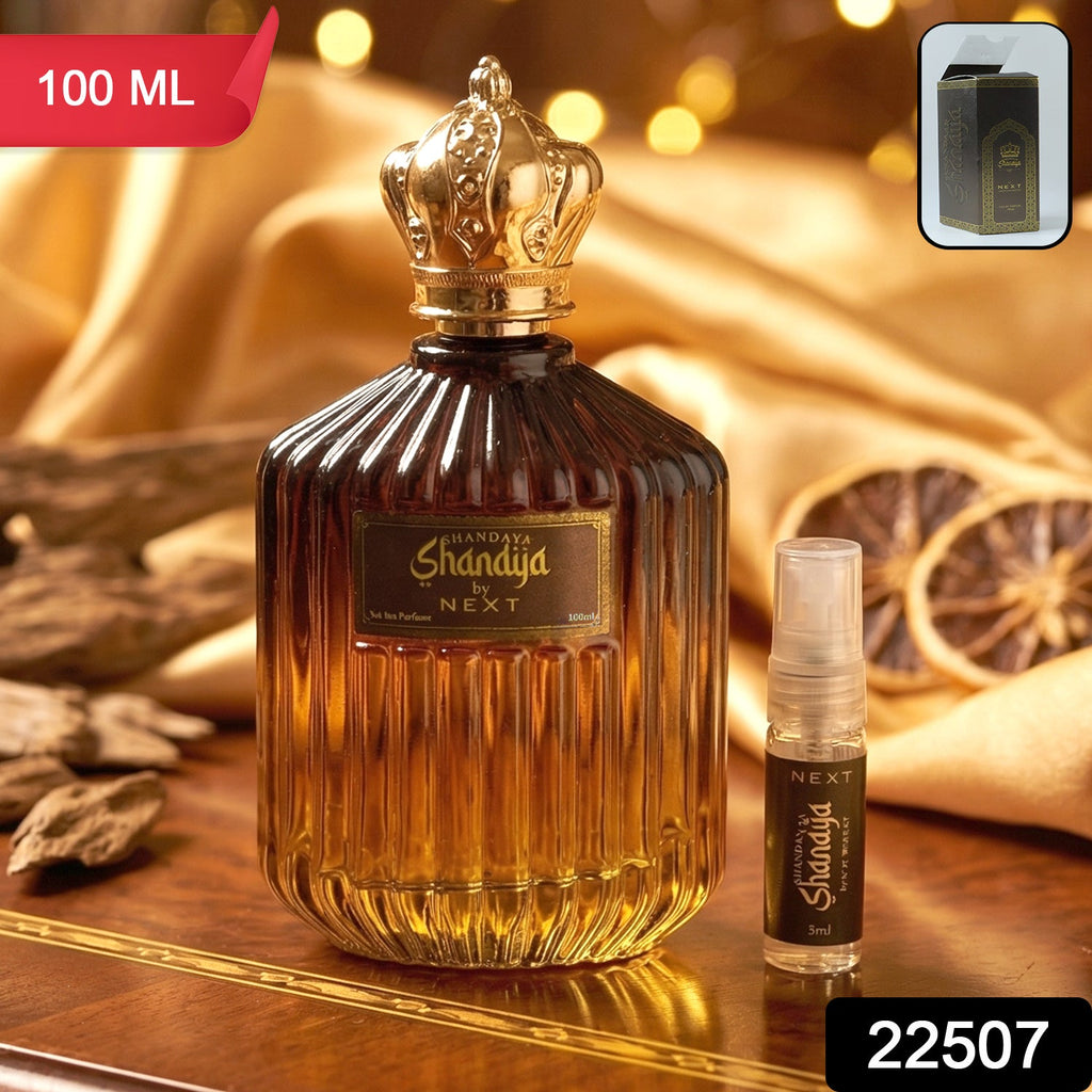 Stylish Next Shanaya Oud perfume bottle featuring a decorative crown cap.