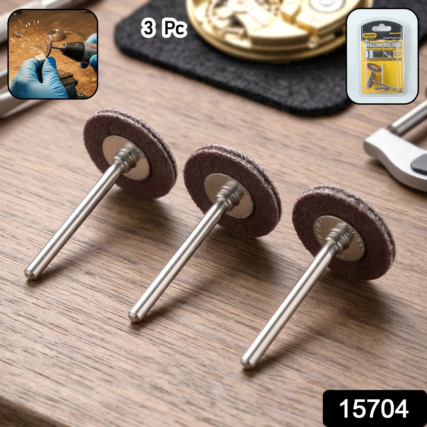 Assorted mini drill attachments designed for grinding and polishing with rotary tools.
